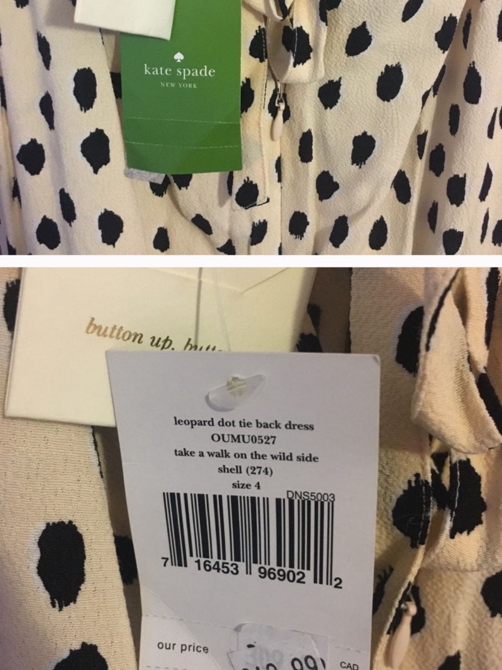 kate spade Cream and Black Leopard Dot Tie-Neck Dress 4